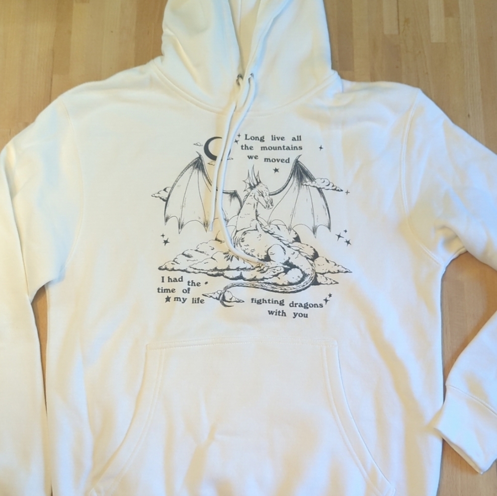 Fighting Dragons With You White Hoodie Taylor Swift Long Live Hoodie Size Small